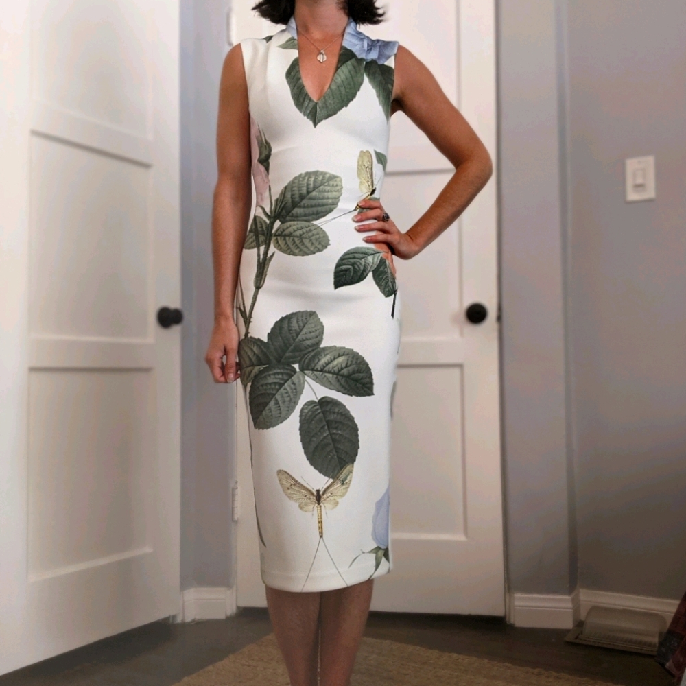 Ted Baker London Fitted Flower Midi Dress